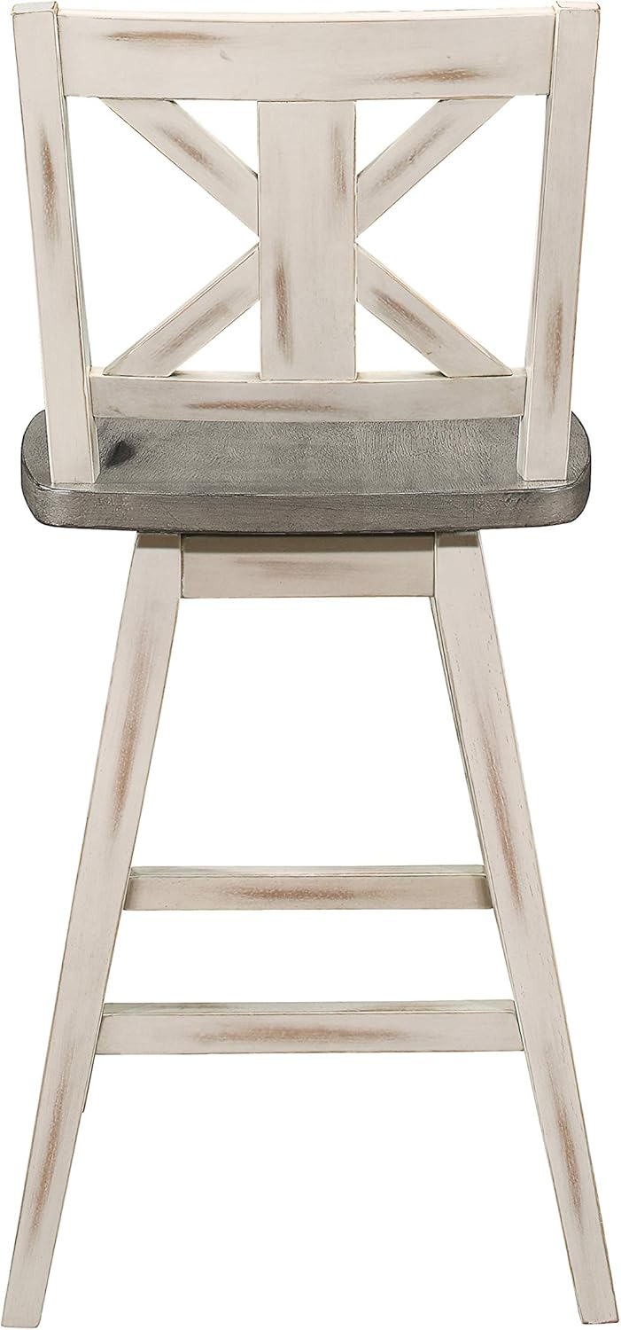 Lexicon Havre Swivel Counter Height Barstool (Set of 2), Cross-24Inch, Gray/White: Furniture & Decor