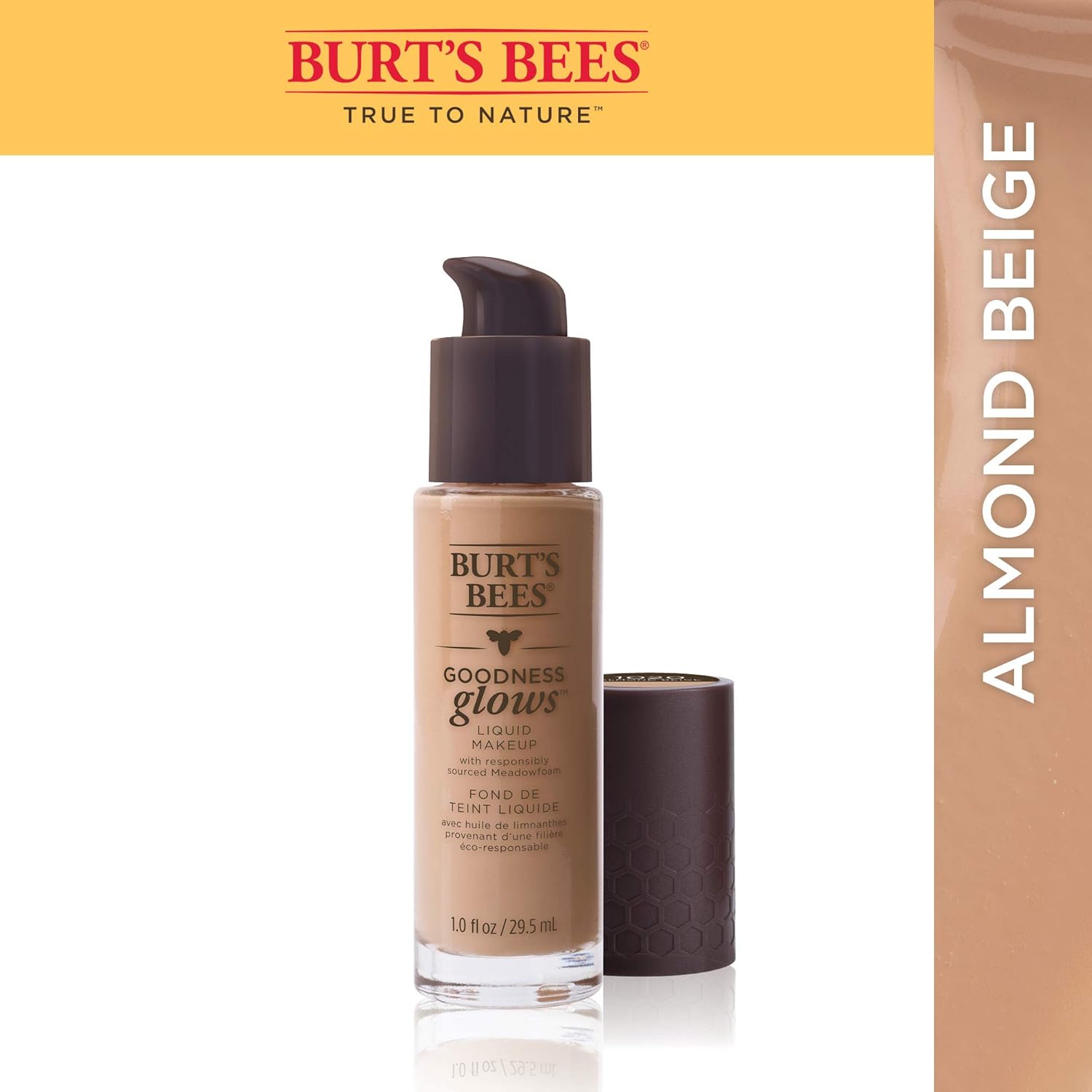 Burt's Bees Goodness Glows Liquid Foundation, Almond Beige, 29.5 mL