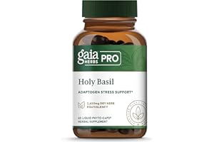 Gaia Herbs Pro Holy Basil - Stress Support Supplement - Contains Organic Holy Basil Leaf - Vegan, Gluten-Free & Soy-Free - 60 Liquid Phyto-Caps (60 Servings)
