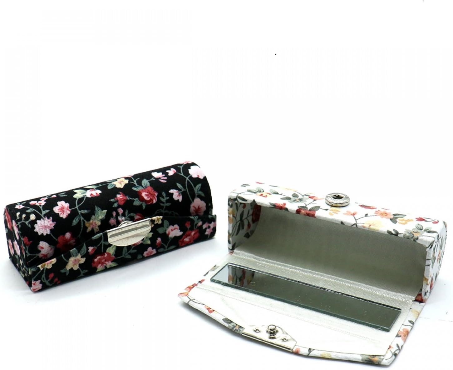 SenseYo 4 Pcs Ladies Floral Lipstick Case Holder with Mirror, Cosmetic Storage Kit Makeup Travel Cases Organizer Bag for Purse: Home & Kitchen