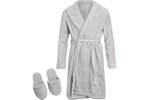 Too Cool 2 Sleep Boys' Bathrobe - 2 Piece Super Soft Fuzzy Plush Fleece Hooded Robe and Slippers - Sleep Robe for Boys (7-16)