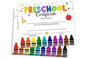 SHIEL-EVEN 25 Colorful Preschool Diploma Kindergarten Certificates for Kids, Kindergarten Diploma, Students Teachers Preschool Graduation Supplies, Graduation Ceremony Award Certificates, 8x10 Inches - M378