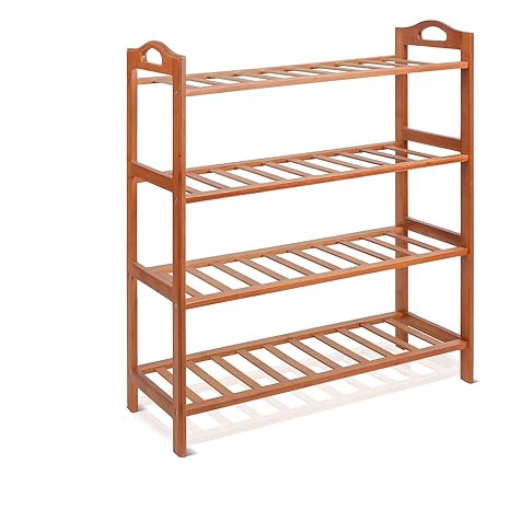 Homfa Bambus Schuhregal schmal ca. 12 Schuhe 68,5x26x75,5cm Schuhablage Schuhschrank Badregal Schuhständer Schuhaufbewahrung