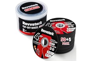 REVVSTARK Cut Off Wheels 55 Pack, 4 1/2 Inch Cut-Off Wheel, 4.5" x .045" x 7/8" Metal & Stainless Steel Cutting Wheel for Angle Grinder, Ultra Thin Cutting Discs (4-1/2 x .045 x 7/8 inch Grinder Wheel)