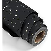 MAYPLUSS Wrapping Paper Roll, 17In x 16.5Ft Thick Black Gold Foil Flakes | Luxury Marvelous Satin Texture, Matte Gift Wrap Paper for Christmas, Birthday, Graduation, Halloween, Father&rsquo;s Day