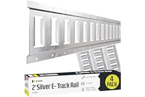 DC Cargo Mall Outdoor E Track Tie Down Rail Kit 2' (4 Pack) for Garages, Vans, Trailers, Motorcycle Tie Downs, ATV Mountings – Galvanized Steel - Secure Cargo & Heavy Loads Up to 2,000 lbs
