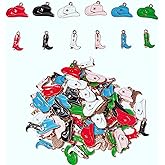 Frinnovan, 120 Pack Western Enamel Cowboy Hat Boot Charms Cute Small Cap Pendant for DIY Jewelry Making 6 Colors