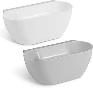 Supremery 2X Auffangschale für Küchenabfälle zum Einhängen - 2er Set Mülleimer Abfall Behälter für Bio Müll - Abfalleimer in Grau Weiß