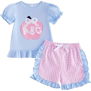 Ayalinggo Back To School Outfits For Girls Short Sets Cute Clothes Size 2-7 | Back To School Clothes For Girls Plaid Pencil T