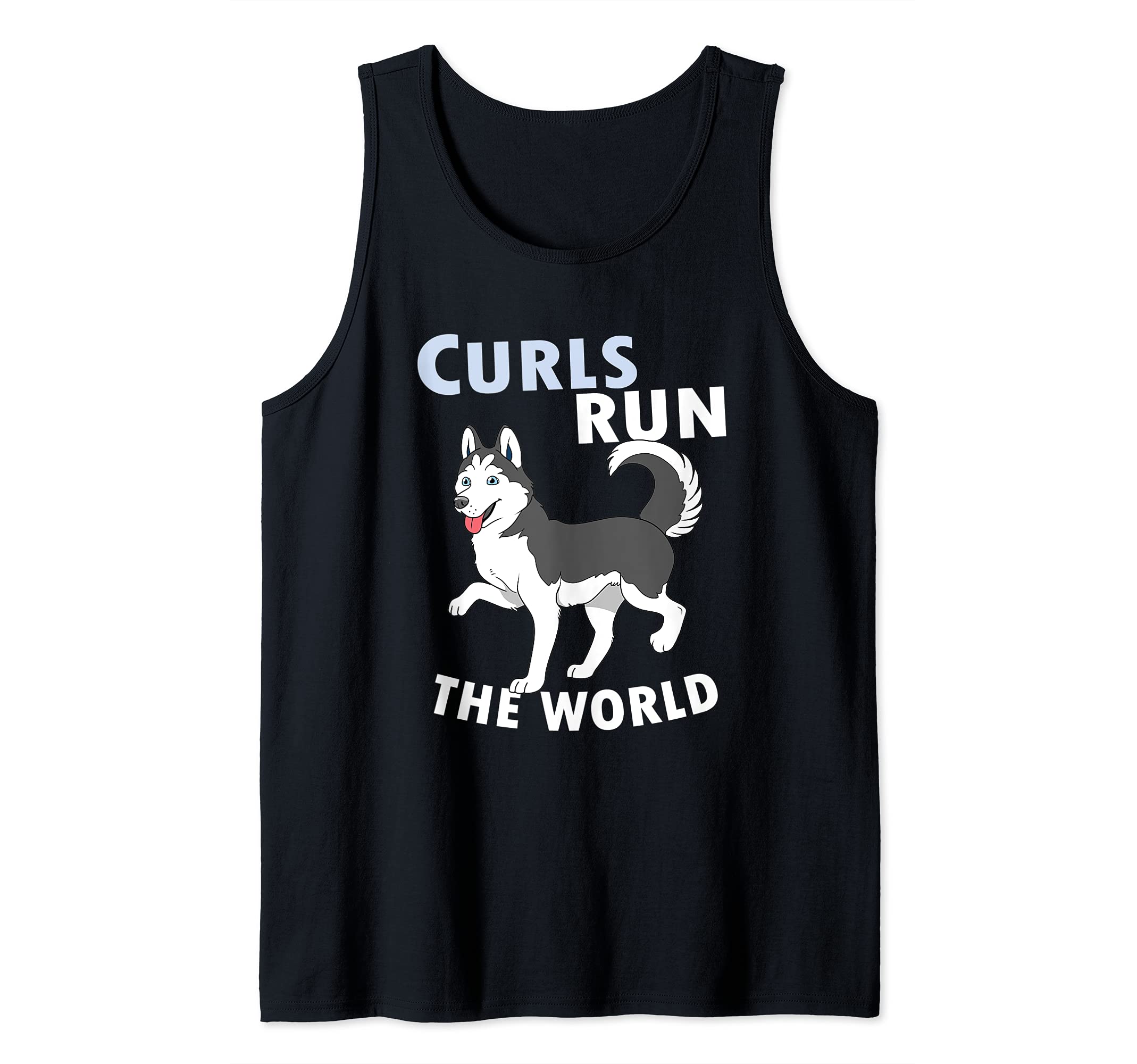 Siberian Husky Tail Curls Run The World Tank Top