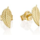 Tooliks - Tiny Delicate Leaf Earrings – Dainty Gold Earrings for Women – Minimalist Lightweight Stud Earrings – Nature-Inspired Jewelry Gift (gold plated)