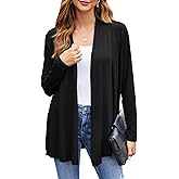 Bluetime Women Casual Lightweight Open Front Cardigans Soft Draped Long Sleeve Cardigans Dusters (S-3XL)