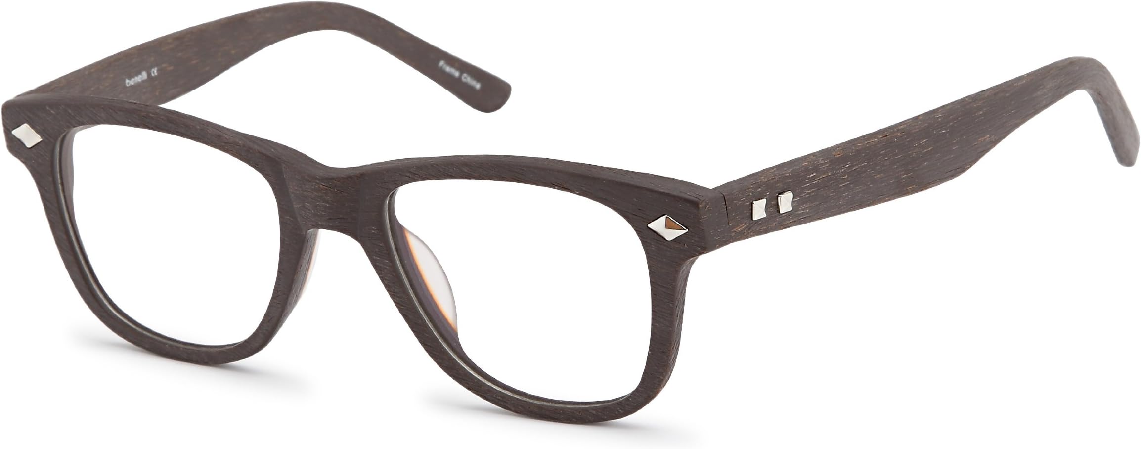 Mens Stud Thick Rimmed Prescription Rxable Optical Glasses in Brown