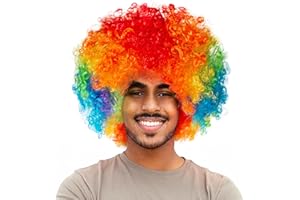 Joy Join Unisex Short Fluffy Afro Funny Wigs for Halloween,Holiday Party Clown Costume