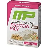 MusclePharm Combat Ready Protein Bar, Confetti Cake High Protein Bars, Combat Cravings, Fuel Performance & Meet Energy Demands, 20g Protein from Whey Protein, 4g Fiber, Gluten Free, 4 Bars
