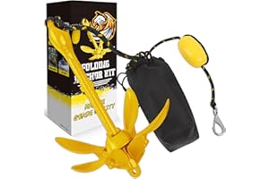 Linkloos Boat Kayak Anchor Kit 40ft Rope & Storage Bag - Accessories for Kayaks, Canoes, SUP Boards, Small Boats, Jet Skis & PWCs