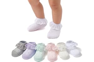 Mini Angel Baby Lace Socks Baby Girl Double/Eyelet Lace Ruffle Frilly Socks for Newborn Infants and Toddlers Gift Set