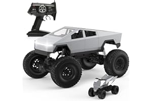 KidsFaves 1:8 RC Car, Large Cybertruck Toy Model 4WD with 2 Batteries and Dual Motors, LED Headlight,Off-Road RC Truck, 2.4GHz All Terrain Off Road Monster Truck for Boys Kids