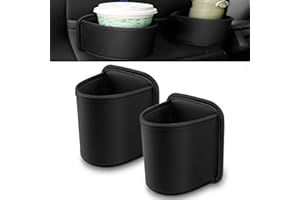 Lot de 2 grands porte-gobelets de portière de voiture en cuir synthétique noir, organisateur de boissons à clipser, résistant