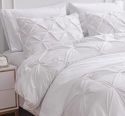LANE LINEN White Bed Comforter Set King Size, 7