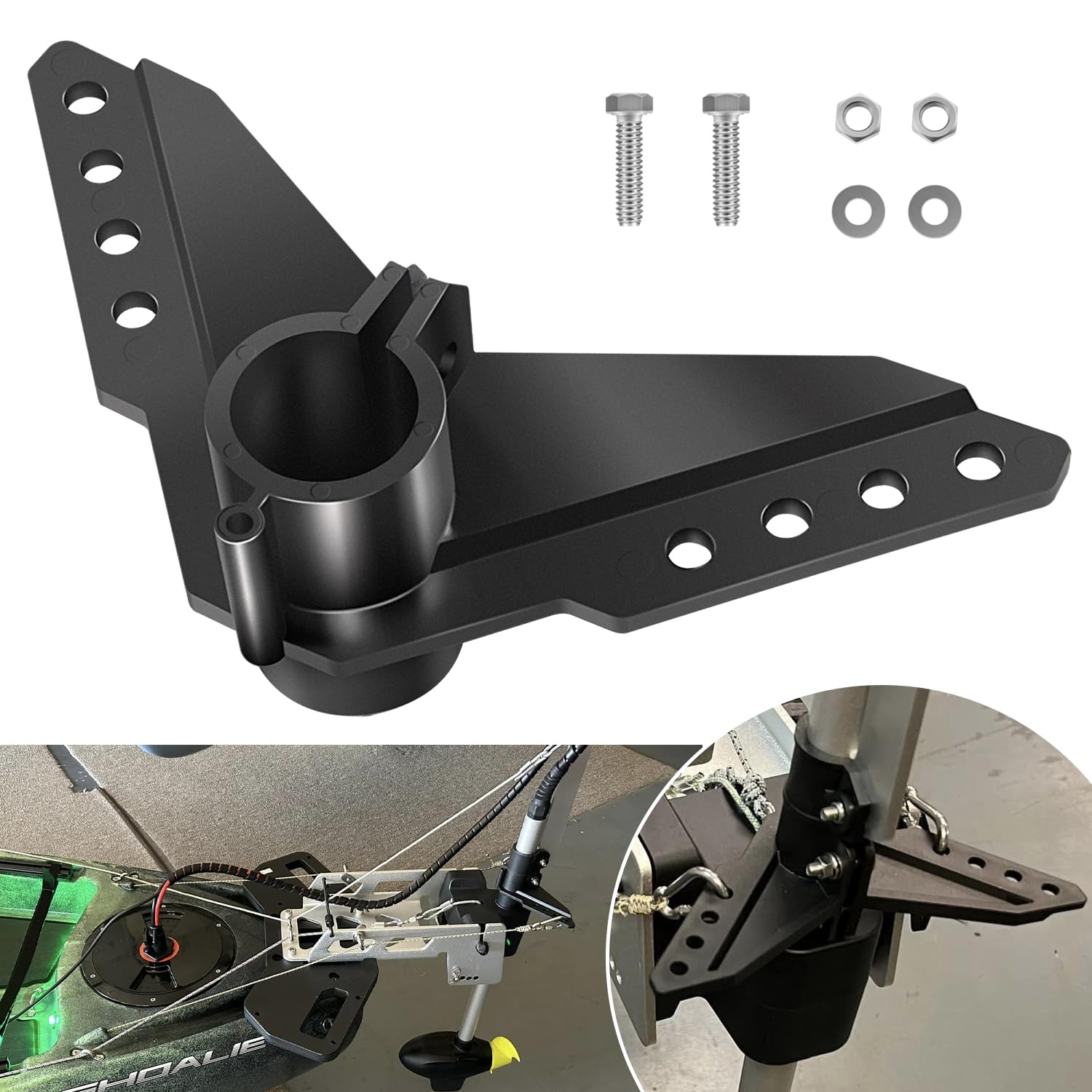 Photo 1 of Steering Triangle Mounting Bracket Replacement Parts Kit Fit For Newport NK-180S Brushless Kayak Trolling Motors, Black Mounted Steering Bracket