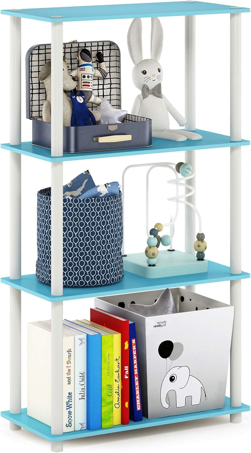 Furinno (99557LC/BK) Turn-N-Tube 4-Tier Multipurpose Shelf Display Rack - Light Cherry/Black: Furniture & Decor
