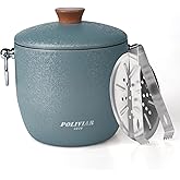 POLIVIAR Ice Bucket, 2.5L Double Wall Ice Bucket with Lid, Stainless Steel Ice Bucket with Tong & Strainer, Ice Bucket for Cocktail Bar, Home & Parties, JX2023-IBLU