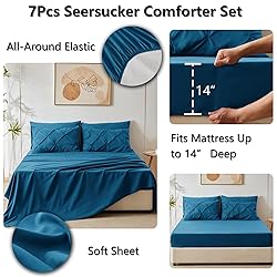 CozyLux Teal Comforter Set King - 7 Pieces Bed in a