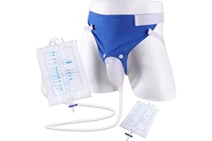 YOOGUSTO External Wearable Urinal Collector with Reusable Silicone Urine Catheter Bag, Portable Catheter Urine Bag(2000ml & 1000ml) for Elderly Men Blue