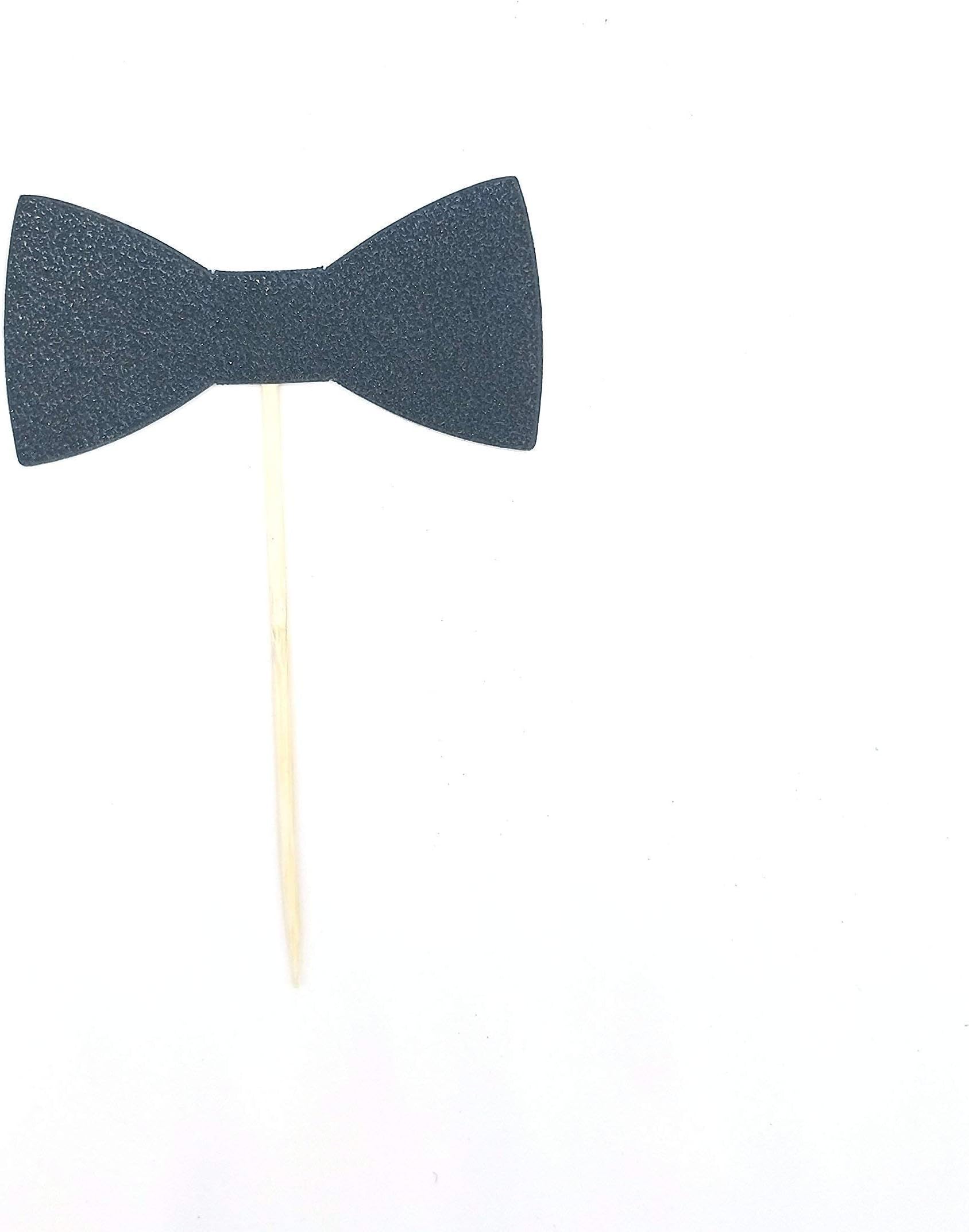 Black Bow Tie Baby Shower Theme Cupcake Toppers Set of 12