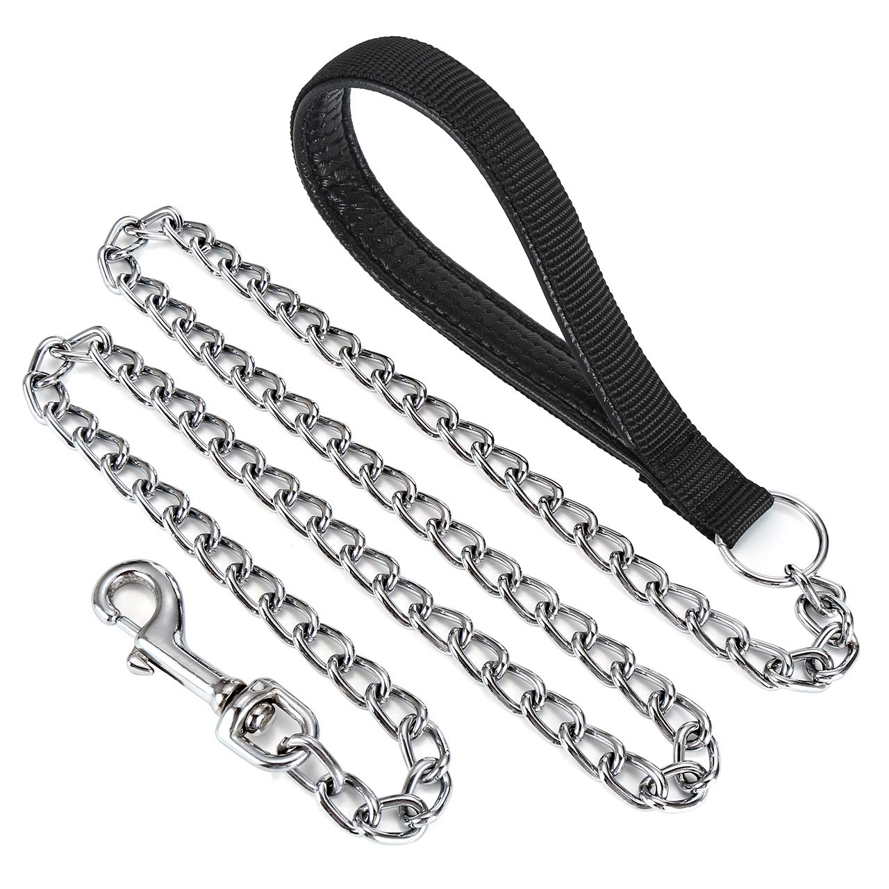 Filhome Metal Dog Leash Chew Proof Dog Chain 4FT, 6FT Heavy Duty Sturdy Pet Leash with Padded Handle for Large Medium Dogs