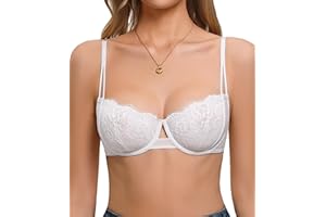 Avidlove Womens Bra Sexy Lace Balconette Bras Unlined Underwire Brasieres Sheer Mesh Bralette Lingerie Bra