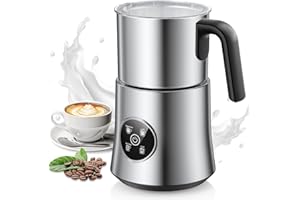 PSIIDAN Milk Frother and Steamer, 4 in 1 Detachable Electric Frother, Automatic Warm and Cold Foam Maker, Hot Chocolate Maker, for Coffee, Cappuccino, Latte, Choc, Silver