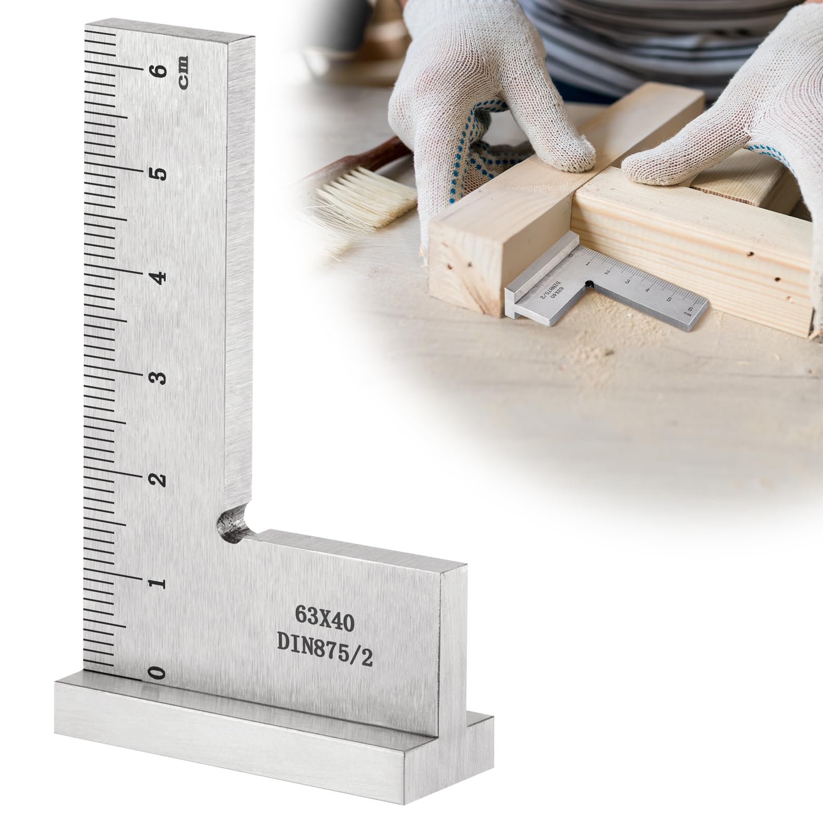 Fentar Engineers Square, Precise Machinist Square Right Angle Blocks, Solid Carbon Steel Engineering Tools Carpenters Squares, 90° Try Squares Ruler with Base for Woodworking (63x40mm)