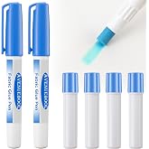 Avenuebool 2 Fabric Glue Pen with 4 Refill, Washable, Temporary | Fabric Sewing Adhesive, Blue Glue Stick for English Paper, Quilting, Piecing Patchwork Sewing