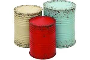 Deco 79 Metal Nesting Accent Table with Distressed Accents, Set of 3 20", 18", 16"H, Multi Colored