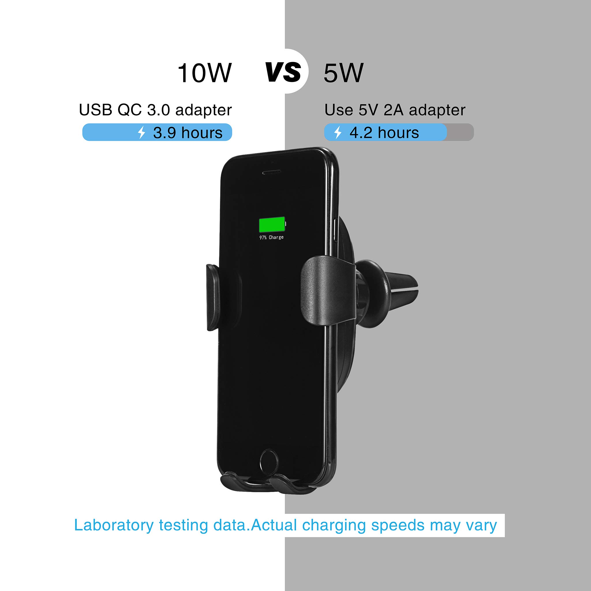 Qi Wireless Car Charger Mount,Wireless Charger Car Holder, Gravity Car Mount Air Vent Phone Holder, 10w Charge for Samsung Galaxy S9/S9+/S8/S8+/S7/S7 Edge/S6/S6 Edge/Note 8/Note 5, Standard Charge for iPhone X/8/8 Plus