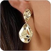 JFUKP 14K Gold-Plated Earrings for Women Trendy Dangle Earring Hypoallergenic Chunky Earrings 14K Gold-Plated Hoops Earring Non Tarnish Waterproof Drop Trendy Jewelry