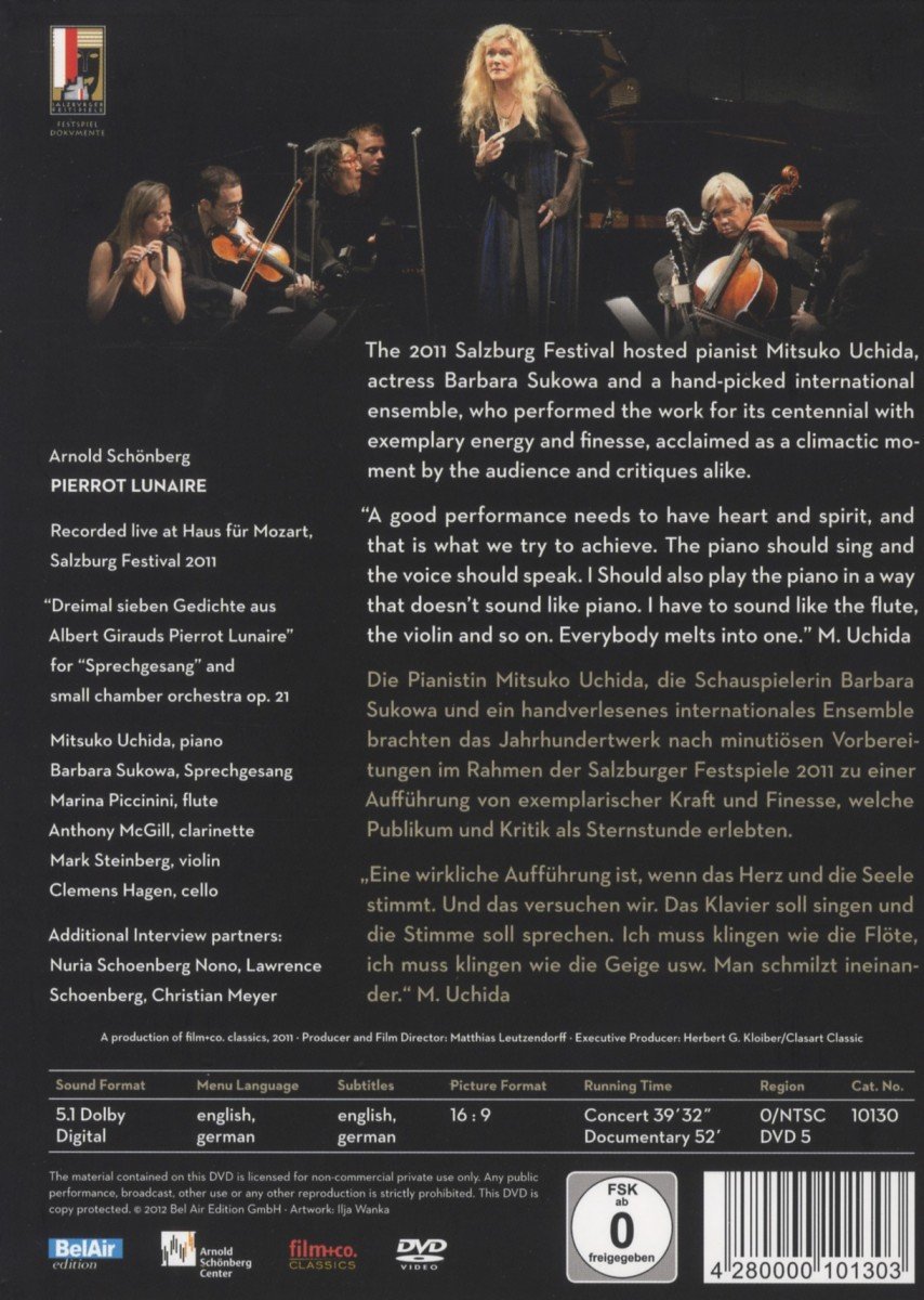 Pierrot Lunaire Dokumentation Schonberg Amazon De Mitsuko Uchida Barbara Sukowa Marina Piccinini Anthony Mcgill Mark Steinberg Clemens Hagen Matthias Leutzendorff Christian Meyer Mitsuko Uchida Barbara Sukowa Dvd Blu Ray pierrot lunaire dokumentation