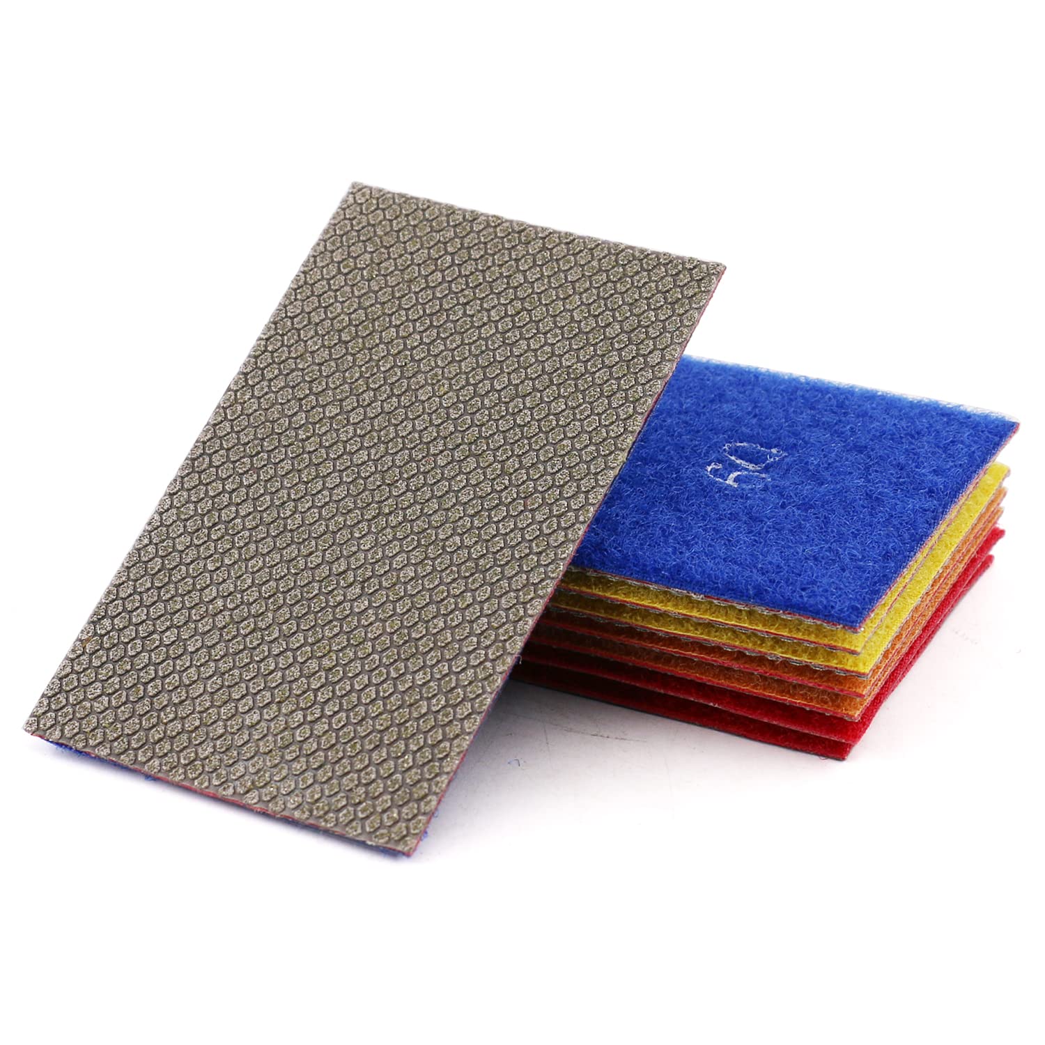 HOMESOM 4pcs Diamond Sandpaper Polishing Abrasive Paper,Hook Loop Back Electroplated Hand Polishing Sheet For Concrete Granite Glass(60/120/200/400 Grit)