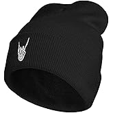 Skeleton Skull Finger Goth Dia De Los Beanie Hat for Men Women Winter Warm Beanie Hats Stretch Skull Knit Hat Cap Black