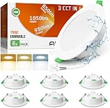 ALUSSO 10W LED Downlights 3CCT Dimmable IP44 6 Pack White view 1