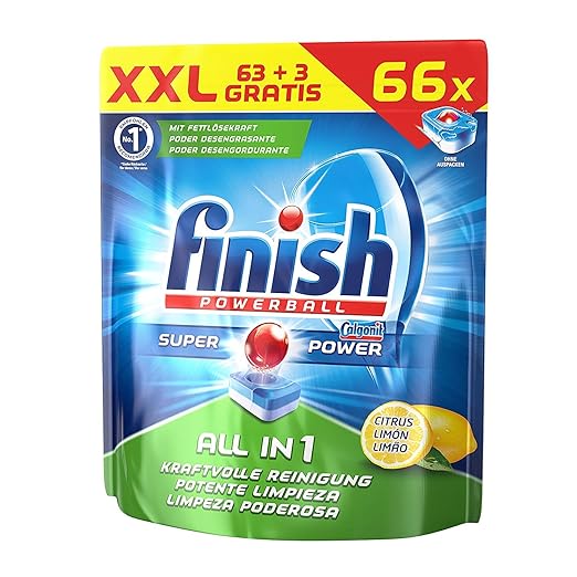 Finish Calgonit All in 1 Citrus, Spülmaschinentabs, XXL Vorteilspack, 63 Tabs (3 Stück gratis)