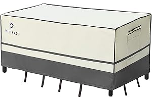 WJ-X3 Patio Furniture Covers, Waterproof UV Resistant for Medium Outdoor Table and Chairs Dining Set, 108x78x32inch, Beige+Grey