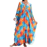 Yanziliu Kaftan Dress for Women,2025 Plus Size Hawaiian Batwing Sleeve Beach Cover Up Summer Swimsuit Dresses