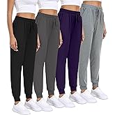 INTICOSI Women Joggers with Pockets,Women's Lightweight Sweatpants Soft Lounge Athletic Yoga Pants 4 Pack