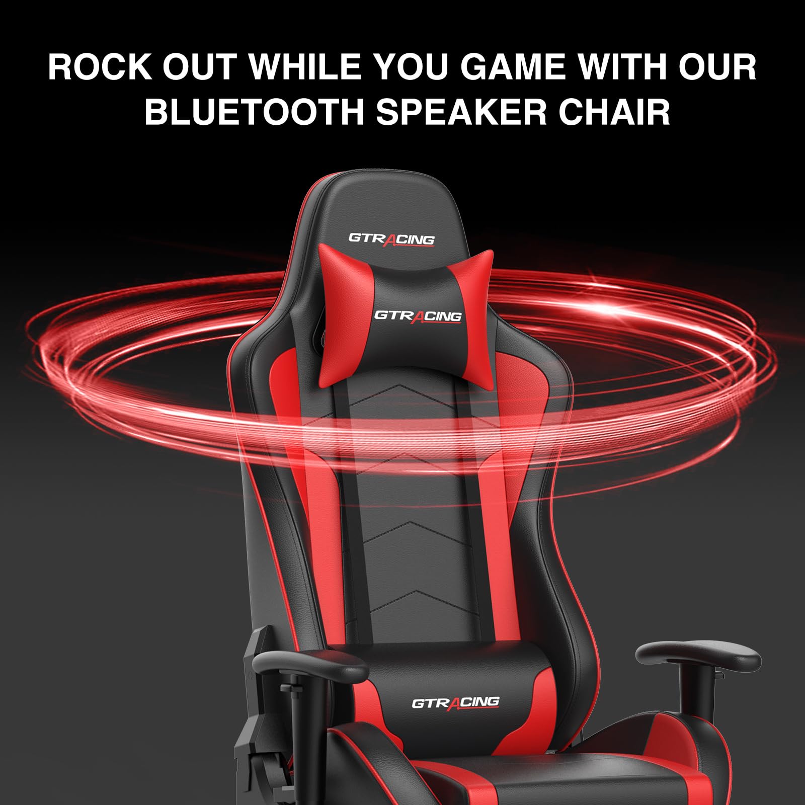 GTRACING Gaming Chair with Footrest Speakers Video Game Chair Bluetooth ...