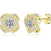 MOOSEA Gifts for Her - Moissanite Love Knot Earrings, 1ct Lab Created Moissanite 925 Sterling Silver Moissanite Earrings