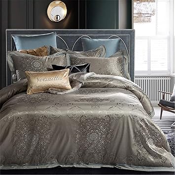 Amazon Com Essentialfurniture Satin Cotton Blue Silver