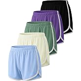 5 Pack Girls' Dolphin Shorts Athletic Dry Fit Kids Teens Soccer Basketball | 10% Spandex Stretch, Sizes 4 To 16, Running Workout Gym Sports Active, Little Tween Cute, Lightweight Breathable